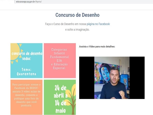 ‘Concurso de Desenho da Seduc’ aborda quarentena para alunos do município