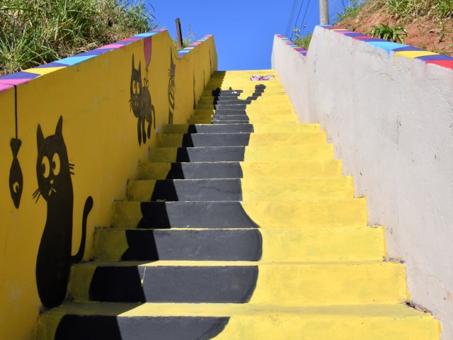 Artista Plástico Itamar Xavier realiza intervenção artística em escadaria da Vila Operária