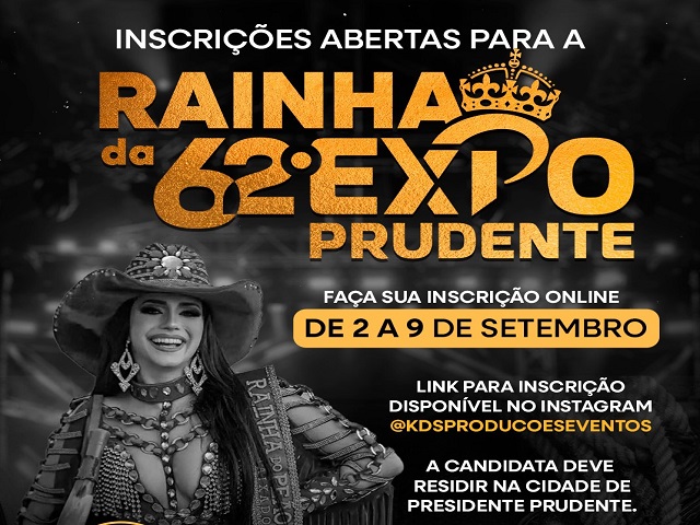 Concurso da Rainha da 62ª Expo Prudente está com inscrições abertas