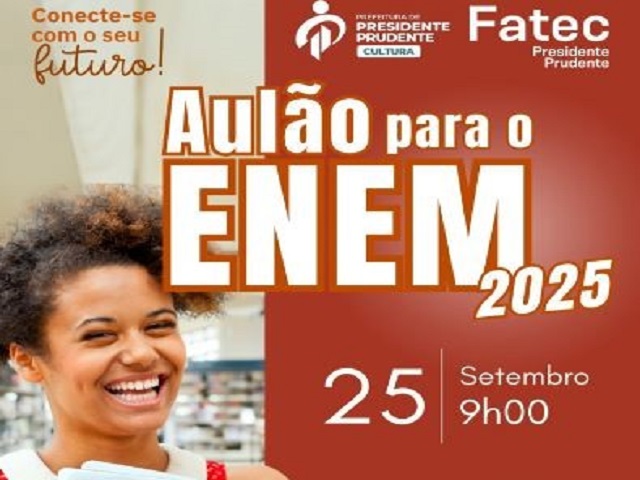 Secult e Fatec oferecem aulão de preparação para o Enem, dia 25 no Matarazzo 