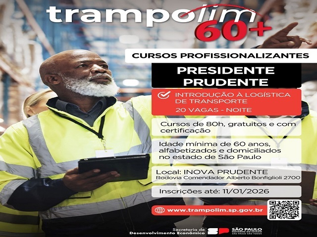 Programa Trampolim 60+ oferece 20 vagas para curso de Introdução à Logística de Transporte