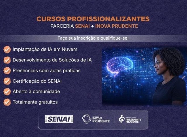 Inova e Senai abrem inscrições para cursos de Implantação de Serviços e Soluções com IA