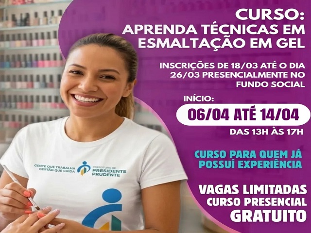 Fundo Social abre inscrições para curso gratuito de esmaltação em gel