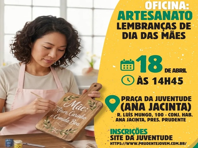 Coordenadoria da Juventude abre vaga para Oficina de Artesanato com foco no Dia das Mães