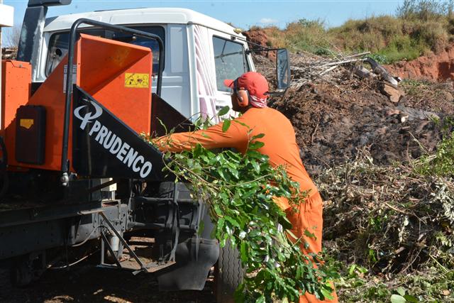 Prefeitura realiza compostagem com resíduos de galhos e folhas de árvores