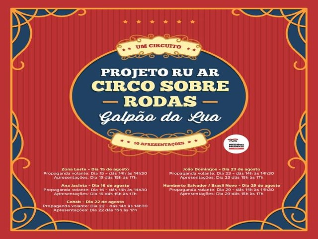 Secretaria de Cultura e Galpão da Lua realizam ‘Circo Sobre Rodas’ a partir deste sábado