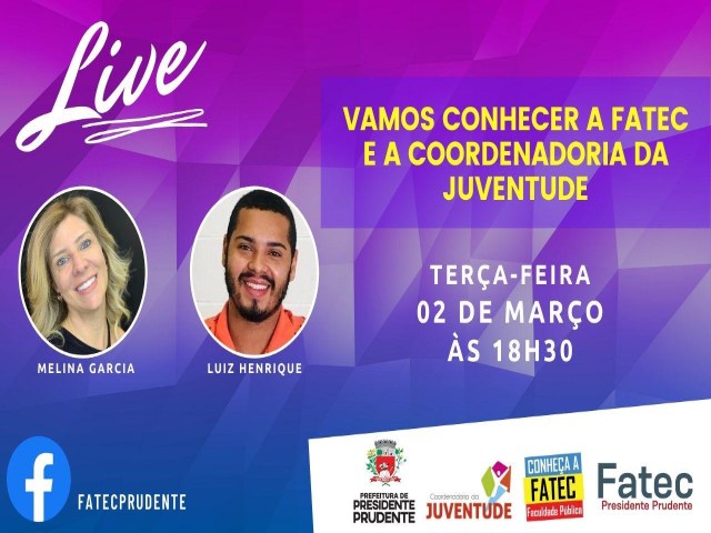 Coordenadoria da Juventude e Fatec lançam cursos em live aberta aos jovens nesta terça